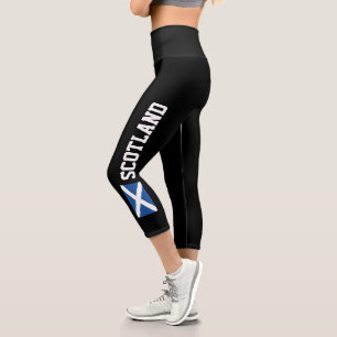 Leggings Capri Bandera escocesa de alta cintura con legión capri