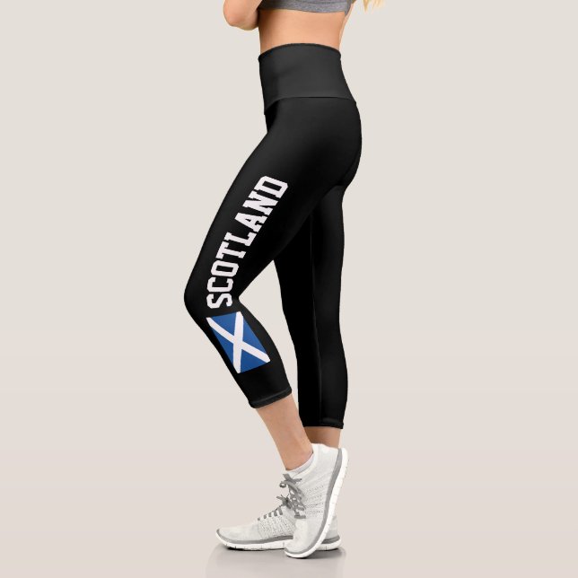 Leggings Capri Bandera escocesa de alta cintura con legión capri (Izquierda)