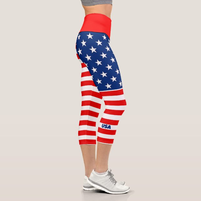 Leggings Capri Bandera Estadounidense (Derecha)