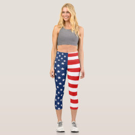 Leggings Capri Bandera estadounidense 4 de julio
