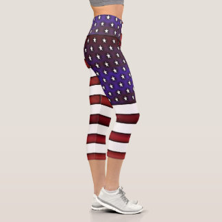 Leggings Capri Bandera estadounidense Grabado en relieve moderna