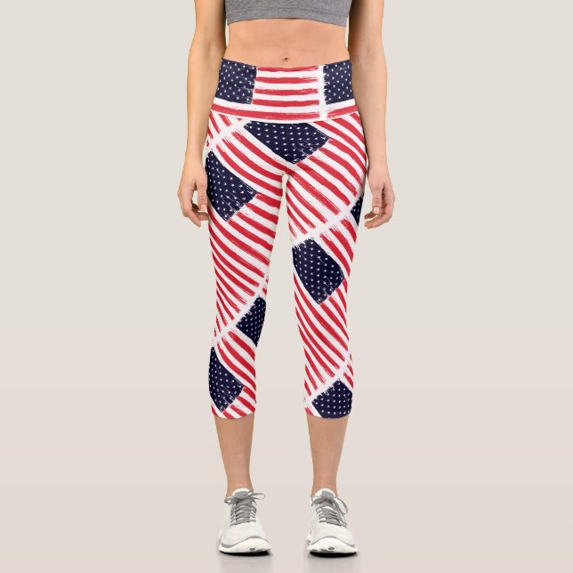 Leggings Capri Bandera estadounidense patriótica bandera estadoun (Anverso)