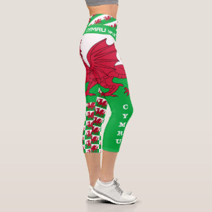 Leggings Capri Bandera galesa, Dragón y Gales, patriotas de la m