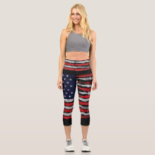 Leggings Capri bandera grunge de EE. UU.