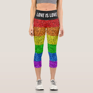 Leggings Capri Bandera LGBT arcoíris vibrante brillo El amor es a