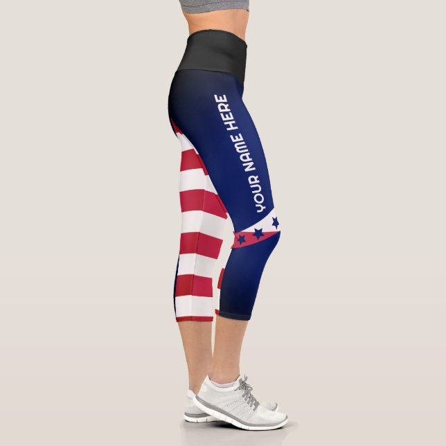 Leggings Capri Bandera Norteamericana Personalizada 4 De Julio (Derecha)