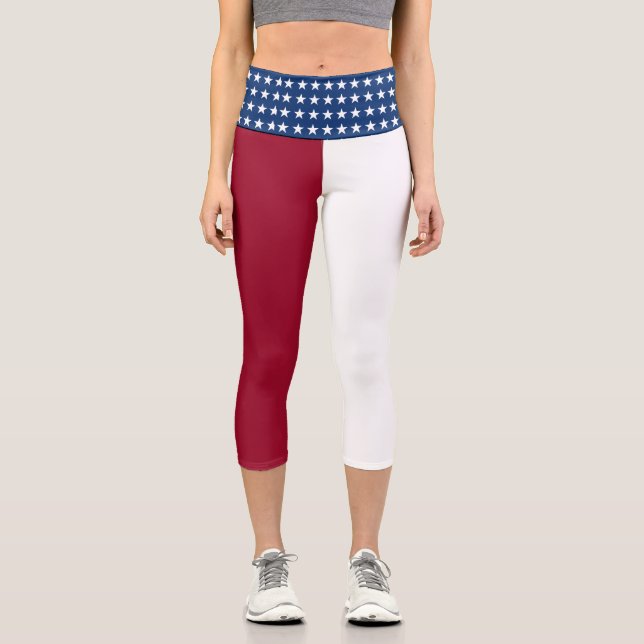 Leggings Capri Bandera Patriótica Americana (Anverso)