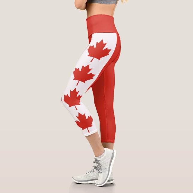 Leggings Capri Bandera Patriótica Canadiense (Izquierda)