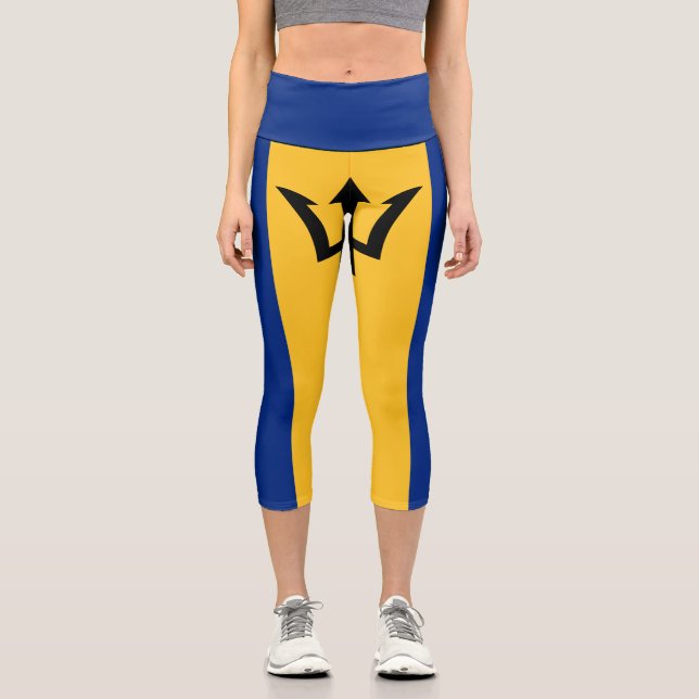 Leggings Capri Bandera Patriótica de Barbados (Anverso)