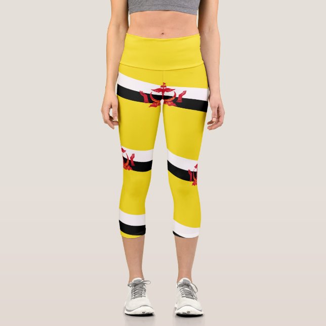 Leggings Capri Bandera Patriótica De Brunei (Anverso)