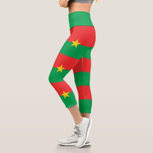 Leggings Capri Bandera patriótica de Burkina Faso
