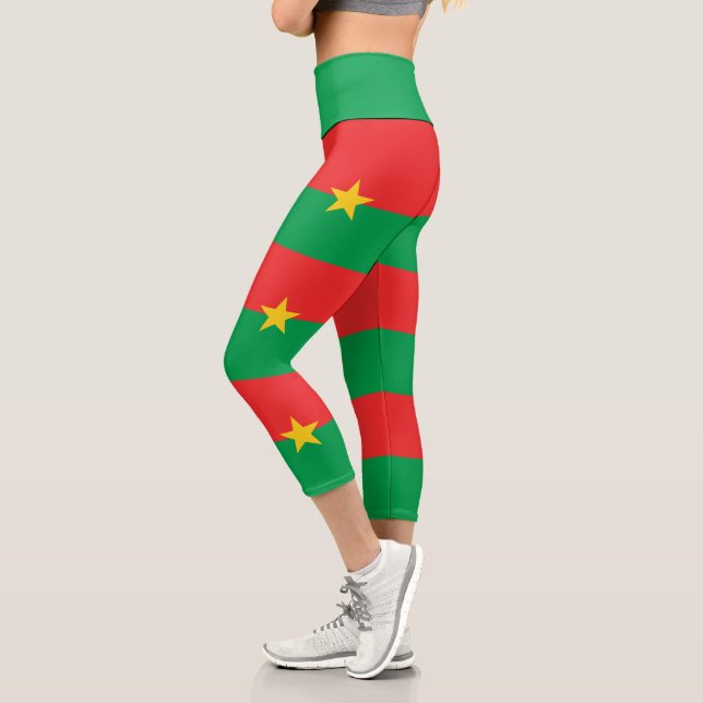 Leggings Capri Bandera patriótica de Burkina Faso (Izquierda)