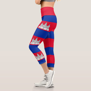 Leggings Capri Bandera Patriótica De Camboya