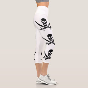 Leggings Capri Bandera Pirata Calavera Espadas Cruzadas