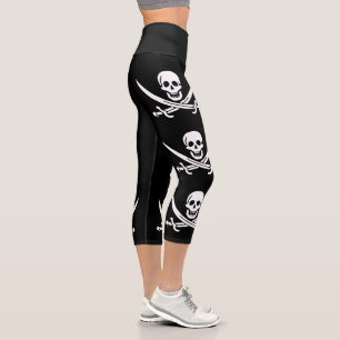 Leggings Capri Bandera pirata calavera espadas cruzadas