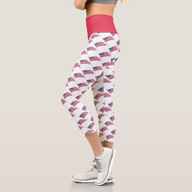 Leggings Capri Banderas de Estados Unidos (Izquierda)