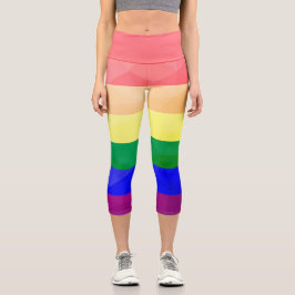 Leggings Capri Banderas LGBT líneas de arcoíris patrón de malla g