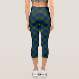 Leggings Capri Barclay tartán azul verde a cuadros