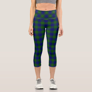 Leggings Capri Barclay tartán azul verde a cuadros