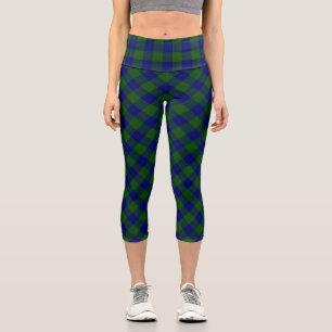 Leggings Capri Barclay tartán azul verde a cuadros