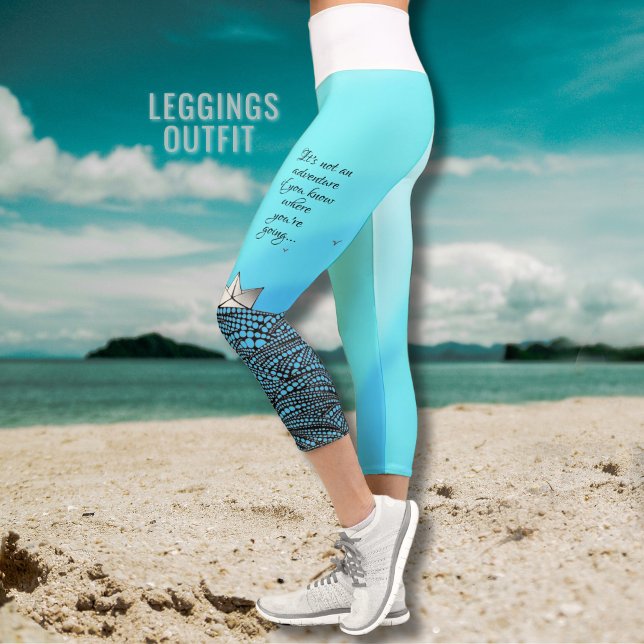 Leggings Capri Barco de papel con lápiz | yoga de presupuesto mot (Subido por el creador)