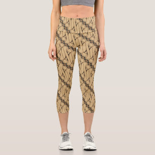 Leggings Capri Batik Parang, Patrón Indonesio, Javanés, Étnico