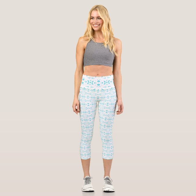 Leggings Capri Bebé Azul Bonito Blanco Lace Deco Patrón Gyoga (Anverso)