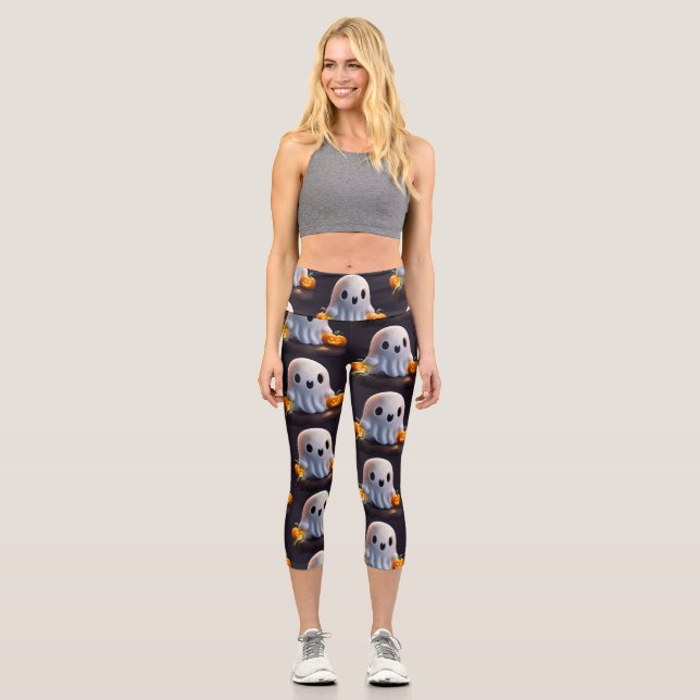 Leggings Capri Bebé Fantasma Típico personaje de Halloween (Anverso)