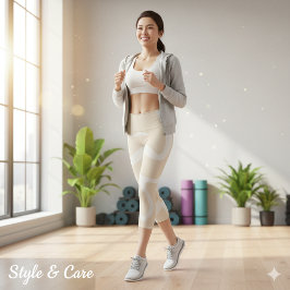 Leggings Capri Beige Cream Simple Organic Pattern