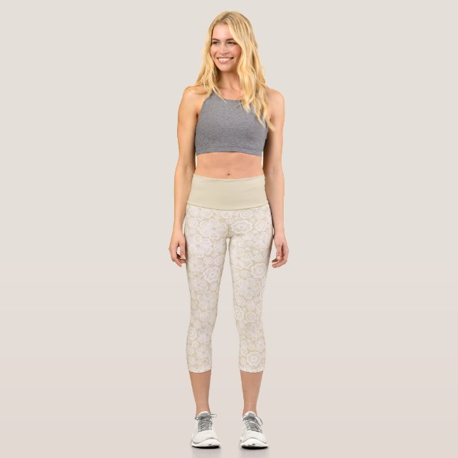 Leggings Capri Beige Floral (Anverso)