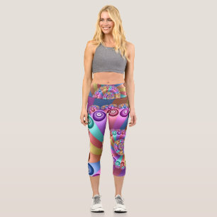 Leggings Capri Bellos colores arcoiris resumen arte fractal