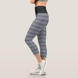 Leggings Capri Bendy Bones -Funny Yogi Skeletons- Gray Activewear