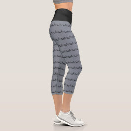 Leggings Capri Bendy Bones -Funny Yogi Skeletons- Gray Activewear