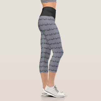 Leggings Capri Bendy Bones -Funny Yogi Skeletons- Gray Activewear