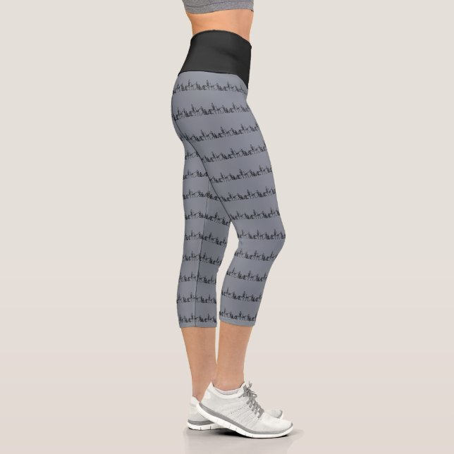 Leggings Capri Bendy Bones -Funny Yogi Skeletons- Gray Activewear (Derecha)