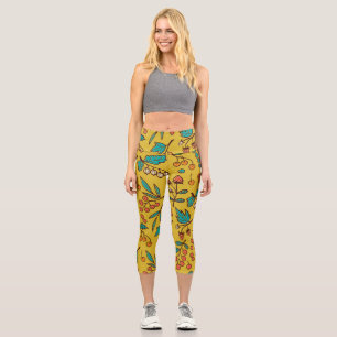 Leggings Capri Berries en ramas, patrón de naturaleza sin fisuras