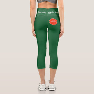 Leggings Capri Besa Mi Trasero Irlandés Capris de Cintura Alta de