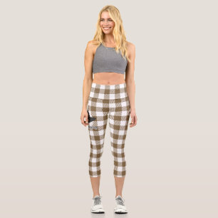 Leggings Capri Black Pilgrim Hat on Brown Plaid - Thanksgiving