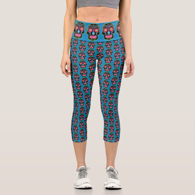 Leggings Capri Black Sugar Skull (Anverso)