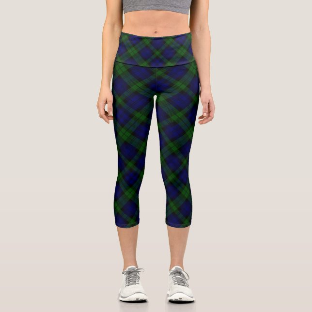 Leggings Capri Black Watch Tartan Blue Green Plage (Anverso)