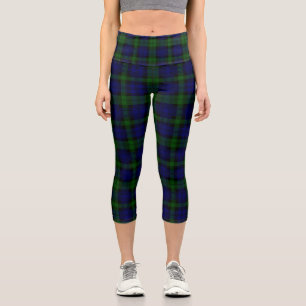 Leggings Capri Black Watch Tartan Blue Green Plage