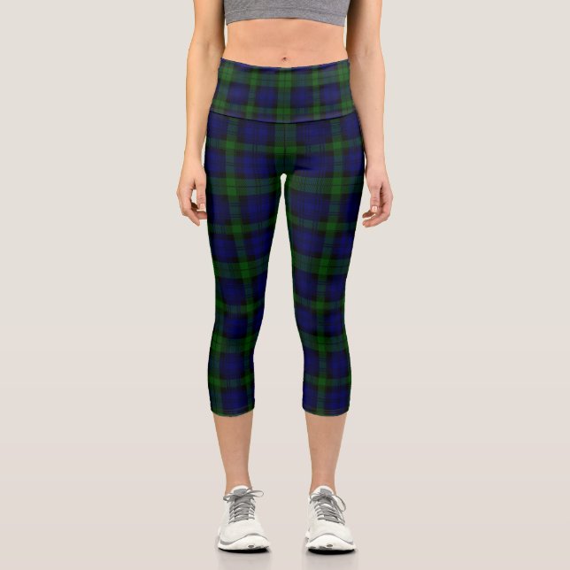 Leggings Capri Black Watch Tartan Blue Green Plage (Anverso)