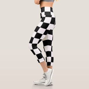 Leggings Capri Black White Checker 