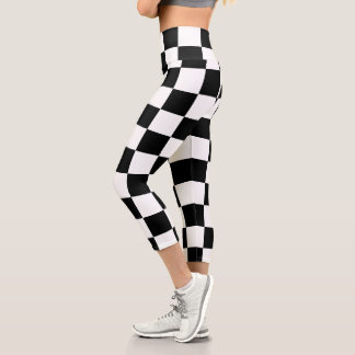 Leggings Capri Black White Checker 