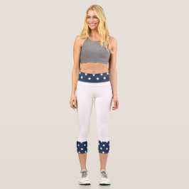 Leggings Capri Blanco con estrellas azules
