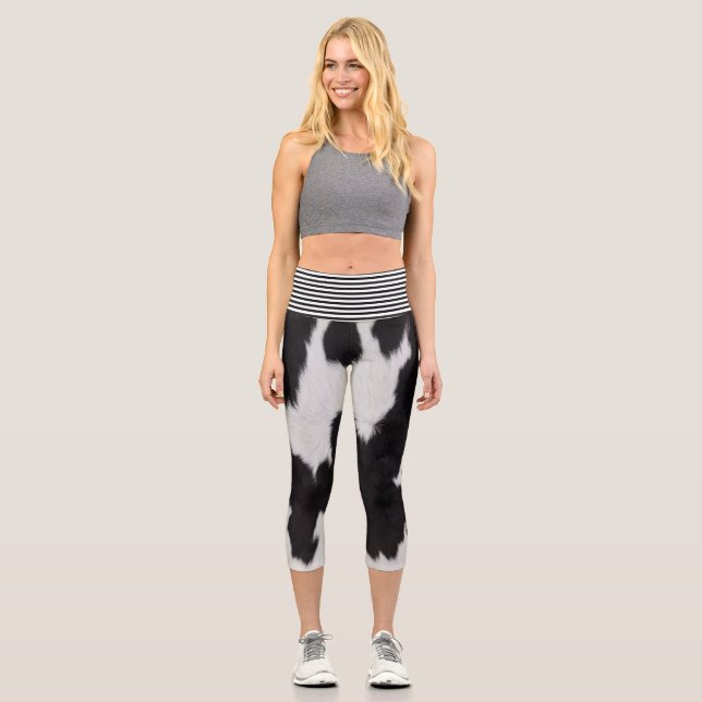 Leggings Capri blanco y negro piel de vaca (Anverso)