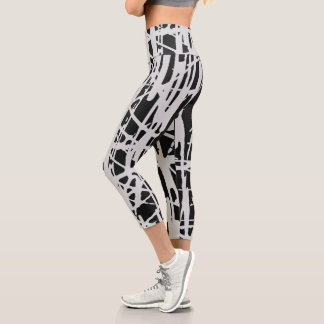 Leggings Capri Blanco y negro simple