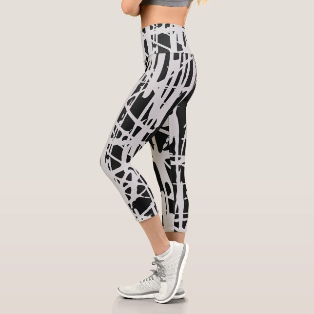 Leggings Capri Blanco y negro simple (Izquierda)