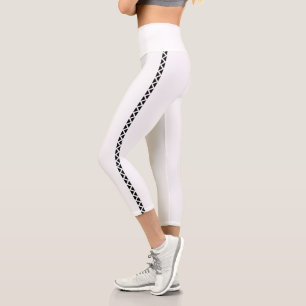 Leggings Capri Blancos con Franja Lateral Negra