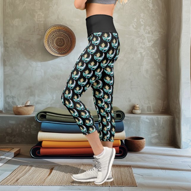 Leggings Capri Blonde Mermaid Moon Fantasy Art Deco (Subido por el creador)